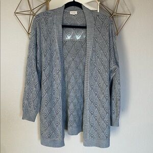 Gray Knit Open-Front Cardigan